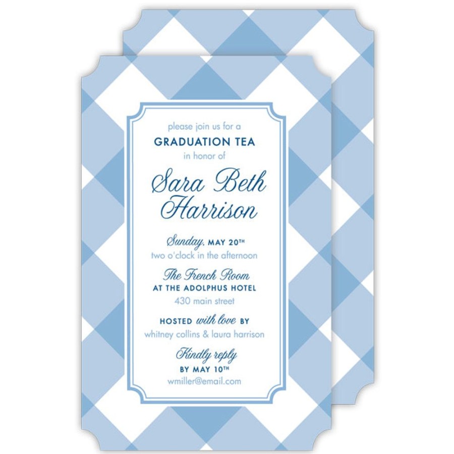 Invitations Rosanne Beck | Buffalo Check Periwinkle Large Die-Cut Invitation