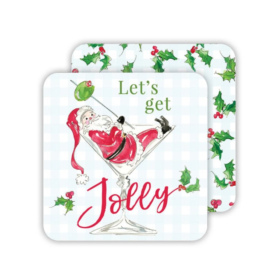 Seasonal Rosanne Beck | Let'S Get Jolly Santa Cocktail Paper Coasters