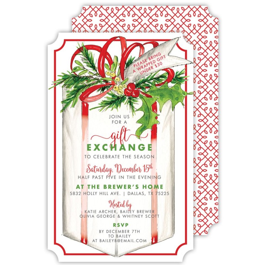 Seasonal Rosanne Beck | Christmas Present Love Santa Large Die-Cut Invitation