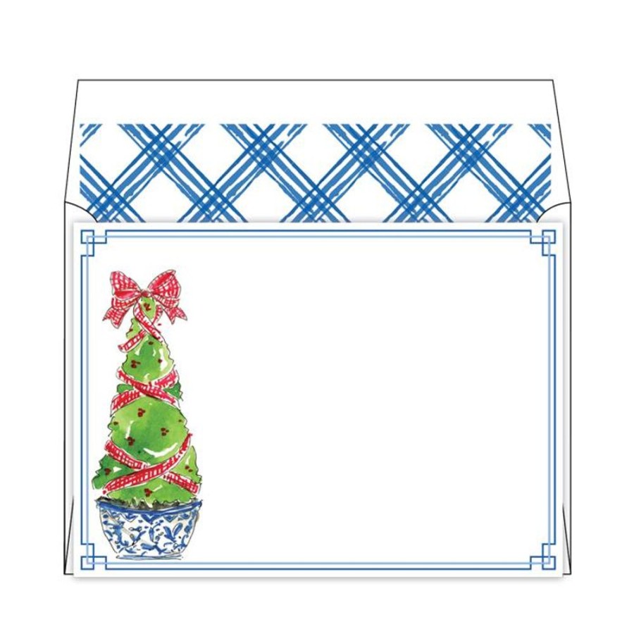 Notes & Pads Rosanne Beck | Handpainted Holiday Topiary Flat Note Stationery