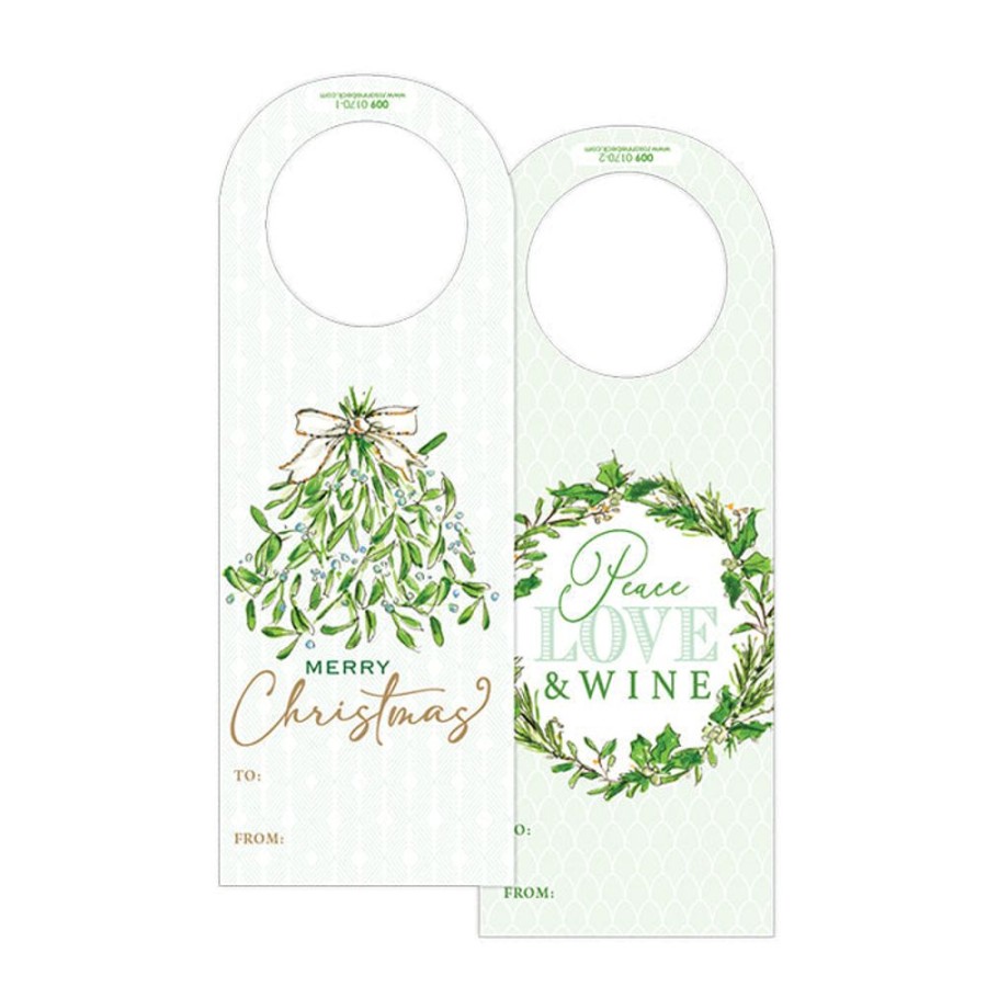 Home & Entertaining Rosanne Beck | Peace Love Joy Wreath Wine Tag