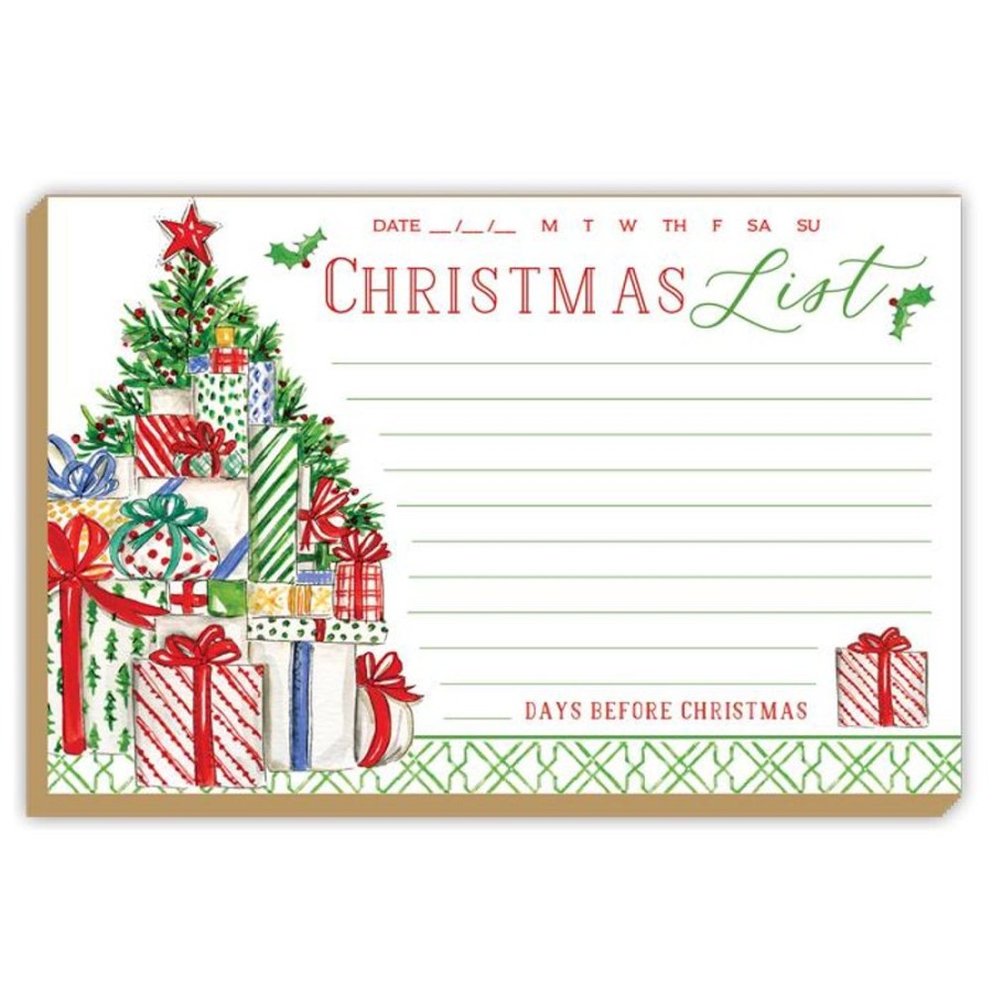 Seasonal Rosanne Beck | Christmas List Handpainted Tree With Packages Luxe Large Pad