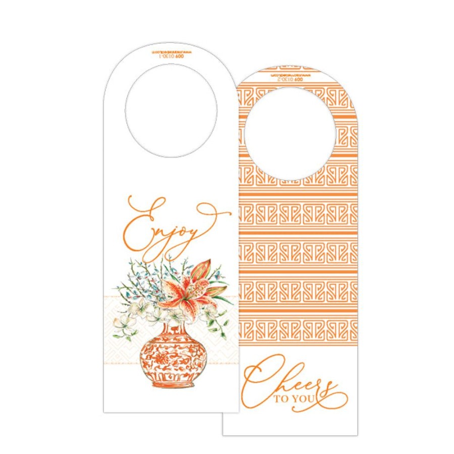 Home & Entertaining Rosanne Beck | Floral Tangerine Vase-Tangerine Lattice Wine Tag