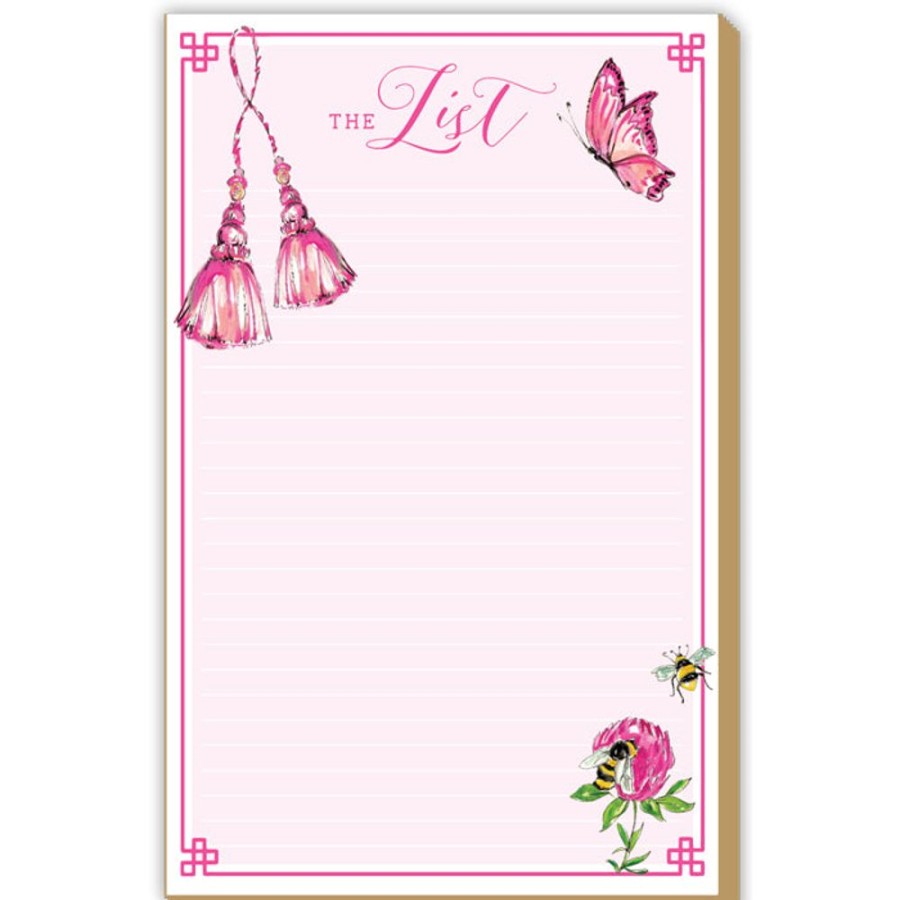 Notes & Pads Rosanne Beck | The List Handpainted Tassels And Butterflies Pink Luxe Large Pad