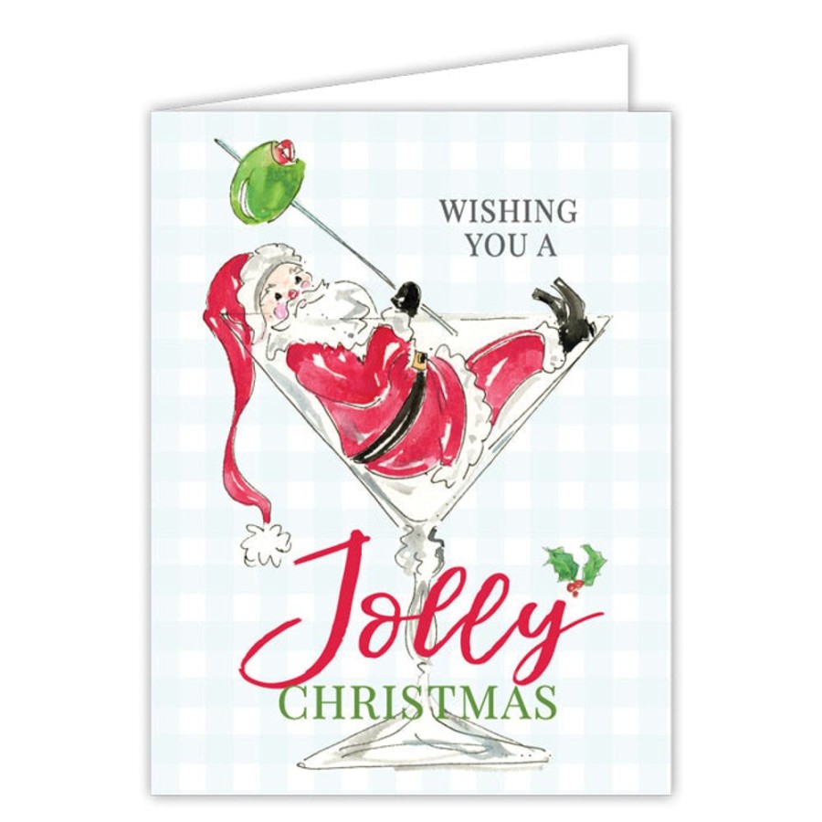 Seasonal Rosanne Beck | Wishing You A Jolly Christmas Santa Cocktail Greeting Card