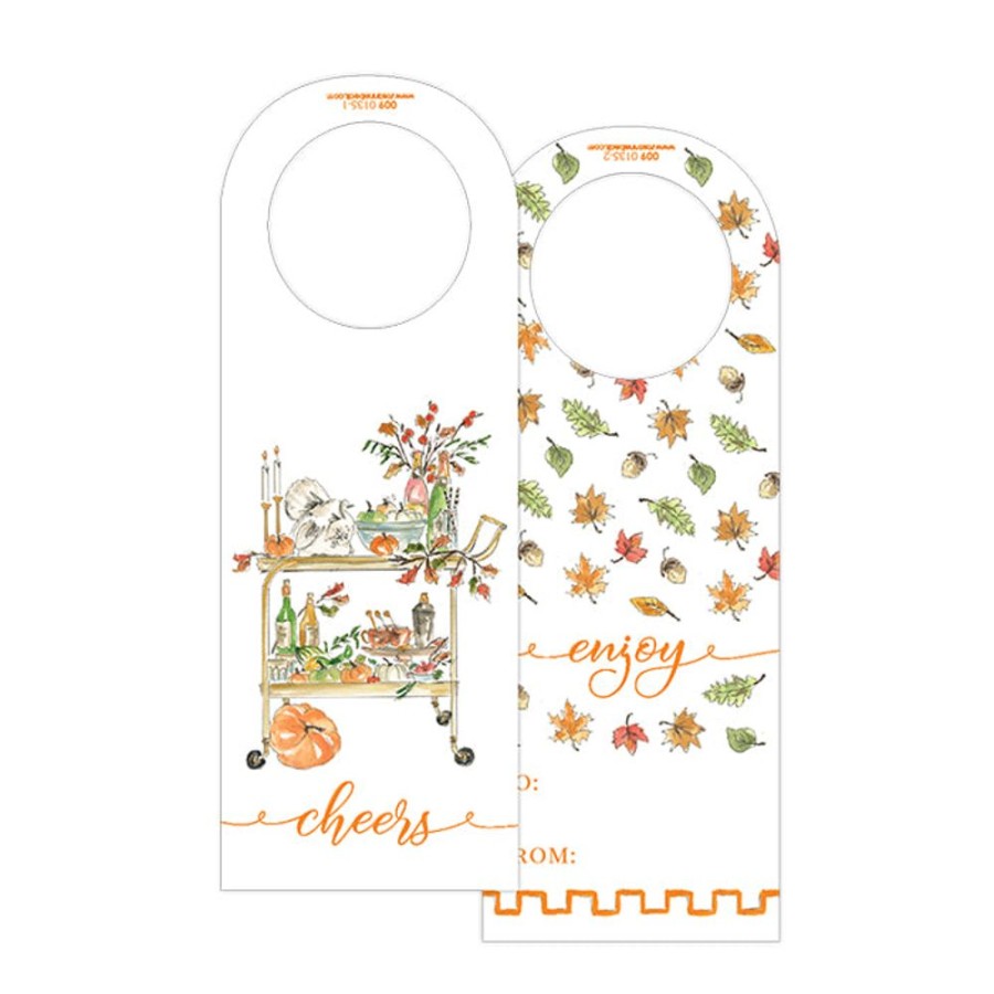 Invitations Rosanne Beck | Fall Bar Cart-Falling Leaves Wine Tag