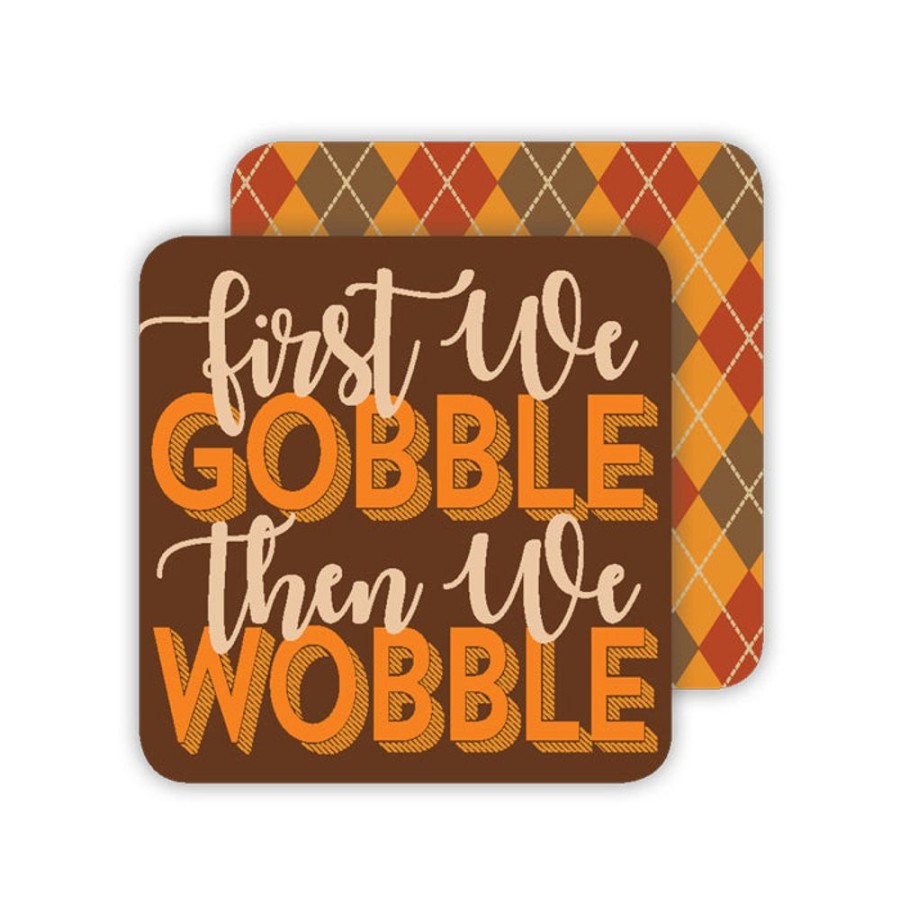 Invitations Rosanne Beck | First We Gobble Then We Wobble Paper Coasters