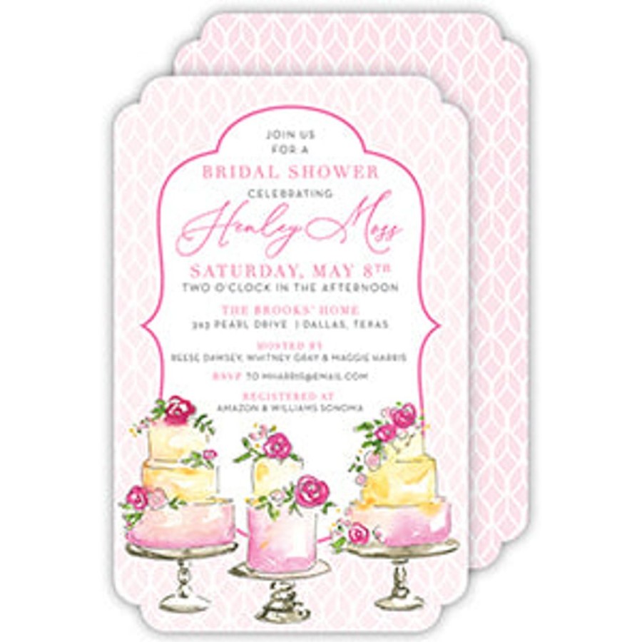 Invitations Rosanne Beck | Handpainted Wedding Cake Trio Large Die-Cut Invitation