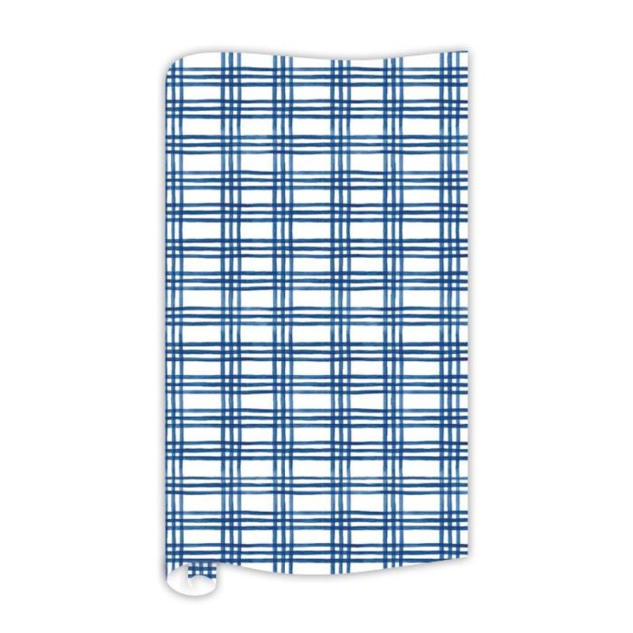 Seasonal Rosanne Beck | Navy Blue Plaid Pattern Wrapping Paper