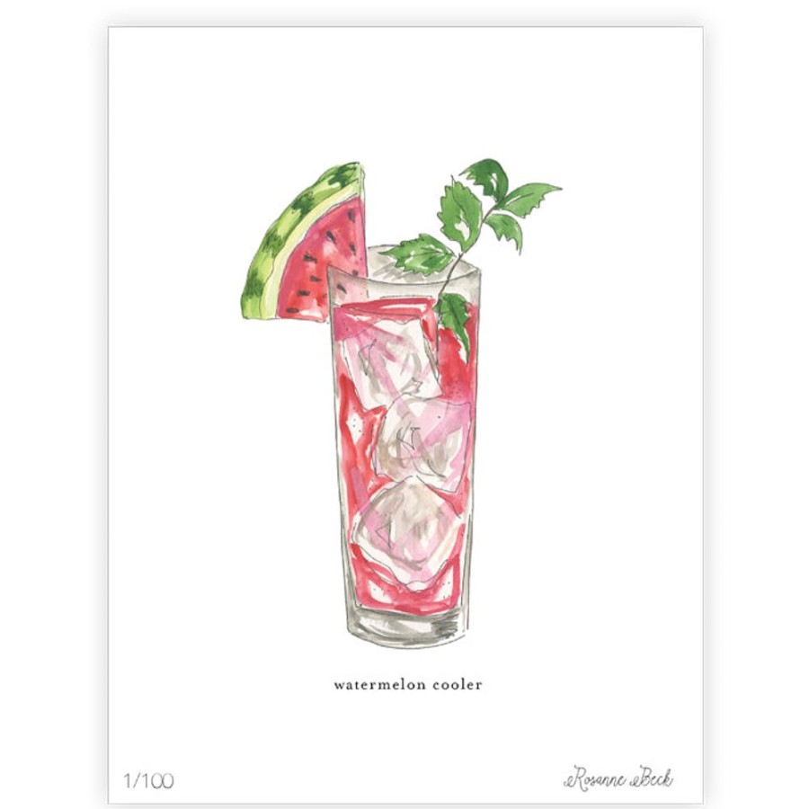 Home & Entertaining Rosanne Beck | Watermelon Cooler Watercolor Art Print