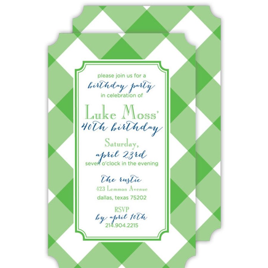 Invitations Rosanne Beck | Buffalo Check Kelly Large Die-Cut Invitation