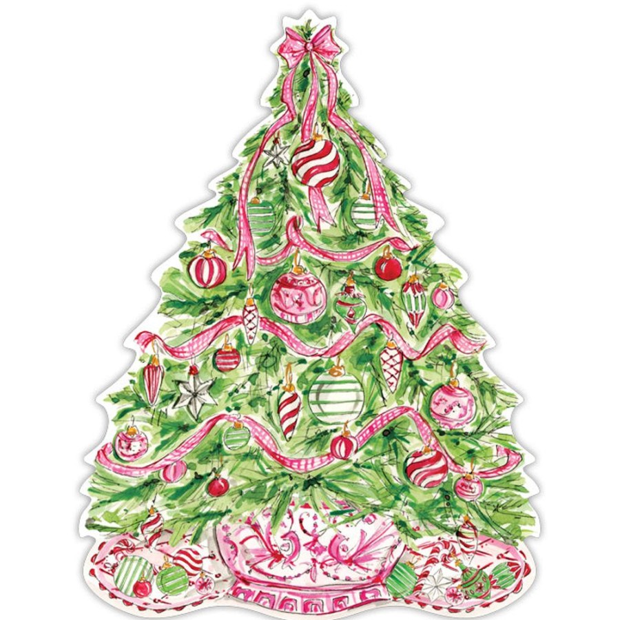 Seasonal Rosanne Beck | Pink Christmas Tree Posh Die-Cut Placemat