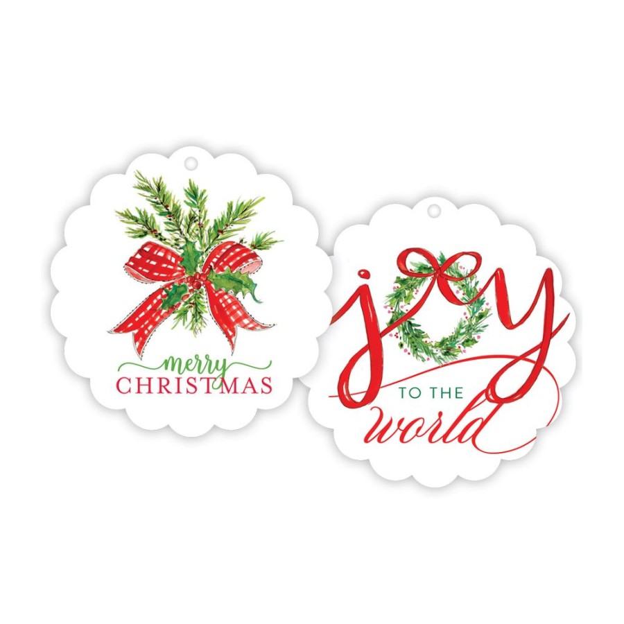 Seasonal Rosanne Beck | Merry Christmas Joy To The World Scalloped Gift Tags