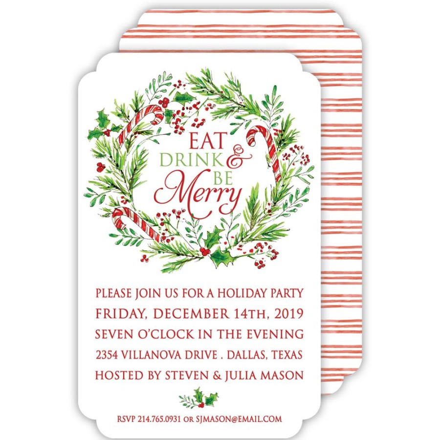 Seasonal Rosanne Beck | Christmas Wreath Large Die-Cut Invitation