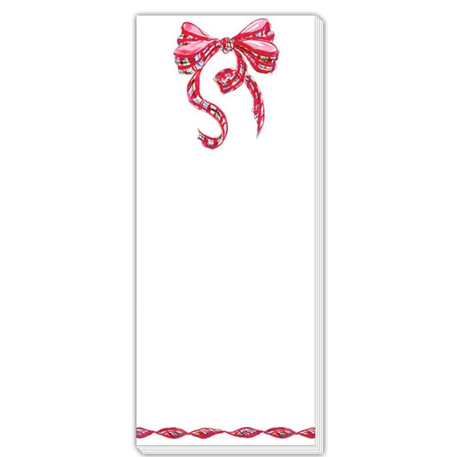 Seasonal Rosanne Beck | Red Plaid Bow Skinny Notepad