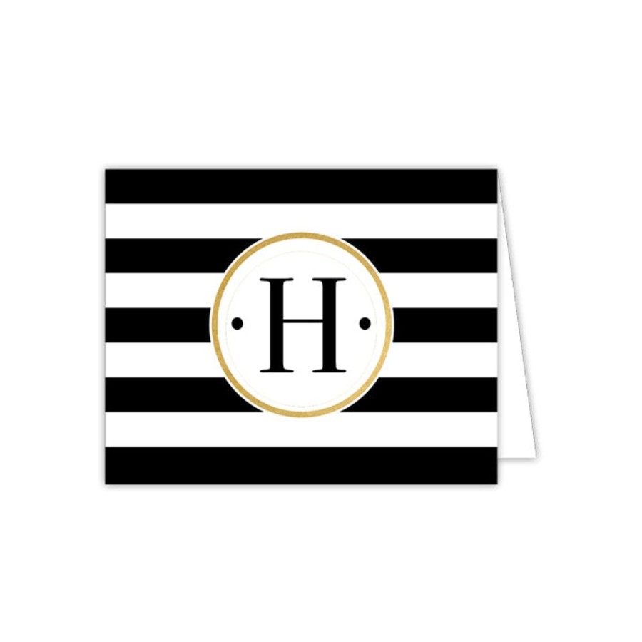 Monograms Rosanne Beck | Black Stripe H Folded Note