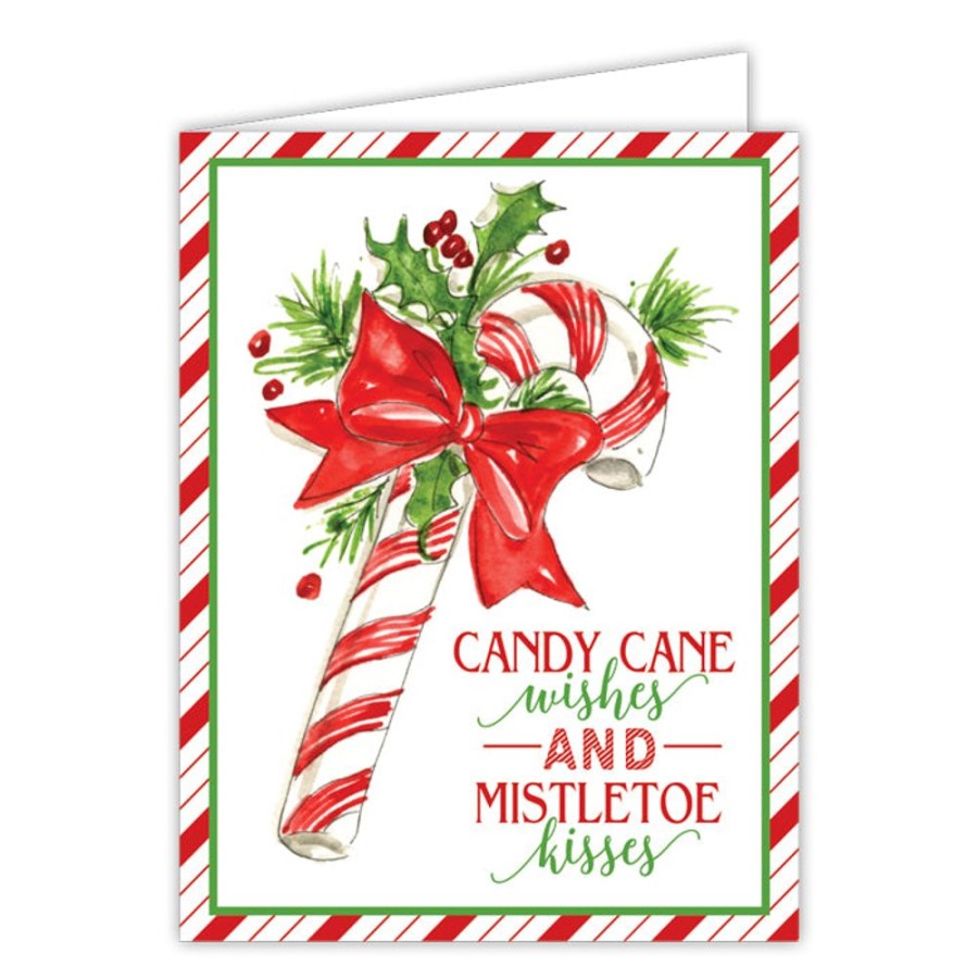 Invitations Rosanne Beck | Candy Cane Wishes And Mistletoe Kisses Greeting Card