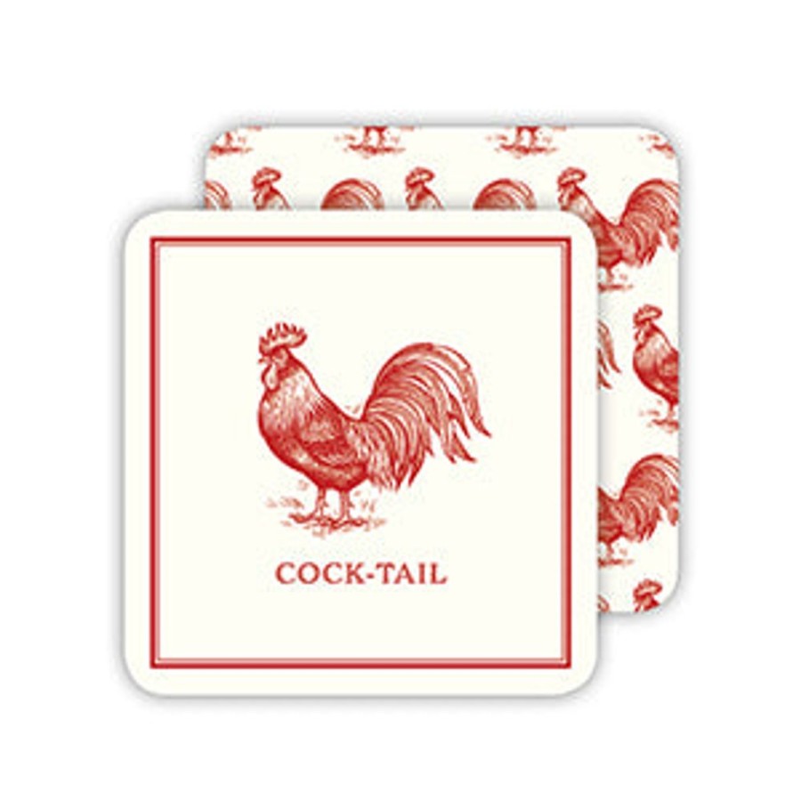 Home & Entertaining Rosanne Beck | Red Rooster Cock-Tail Modern Vintage Paper Coasters