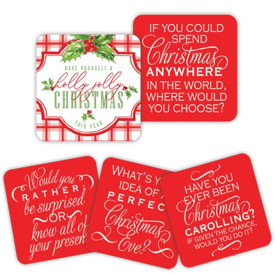 Seasonal Rosanne Beck | Have Yourself A Holly Jolly Christmas Plaid Conversation Coasters