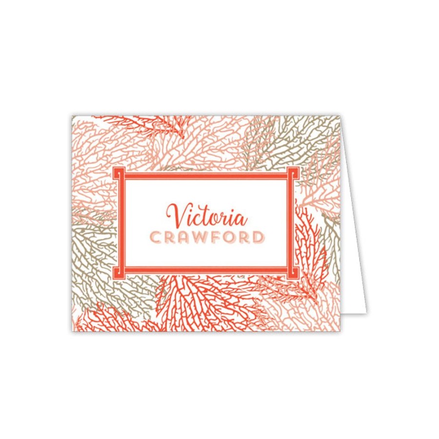 Notes & Pads Rosanne Beck | Orange Coral Border Folded Note