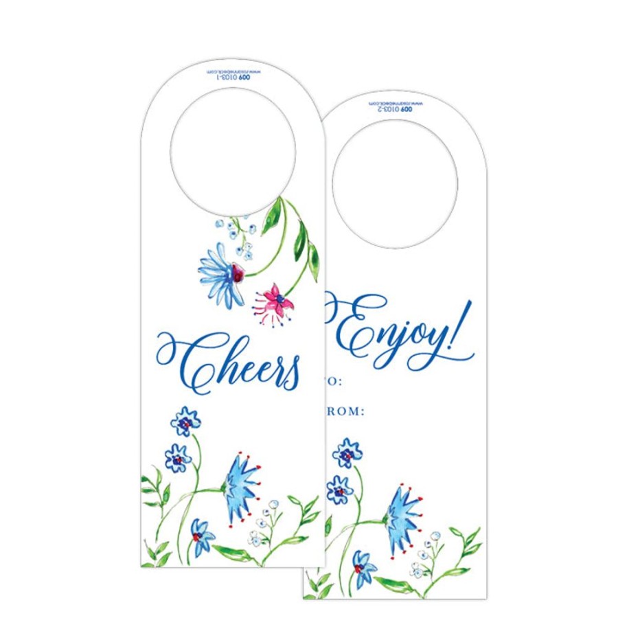 Home & Entertaining Rosanne Beck | Mixed Floral Blue Wine Tag