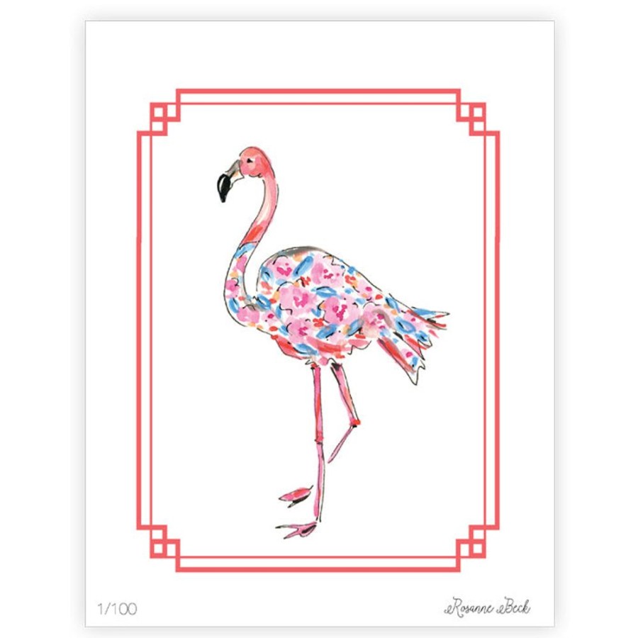 Home & Entertaining Rosanne Beck | Orange Flamingo Watercolor Art Print