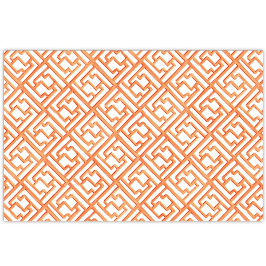 Home & Entertaining Rosanne Beck | Handpainted Lattice Tangerine Placemats