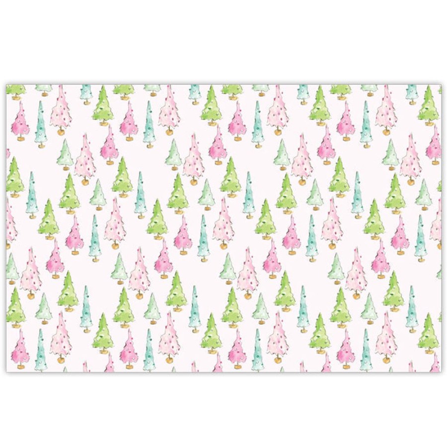 Home & Entertaining Rosanne Beck | Pastel Holiday Trees Pattern Placemats