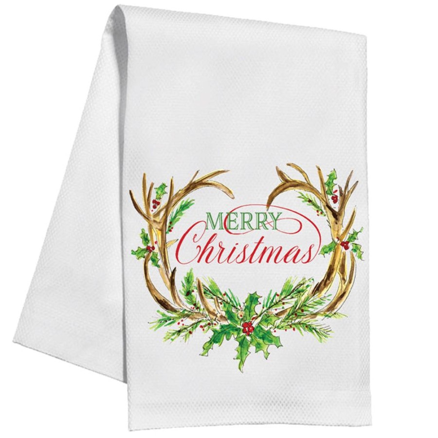 Seasonal Rosanne Beck | Merry Christmas Antlers Kitchen Towel