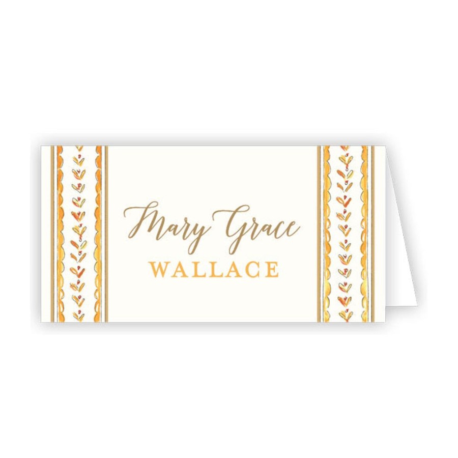 Home & Entertaining Rosanne Beck | Decorative Gold Vine Stripe Pattern Place Card