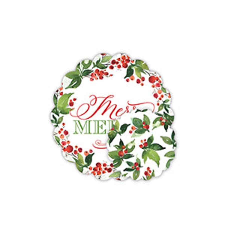 Seasonal Rosanne Beck | Merry Christmas Holly Doily Set