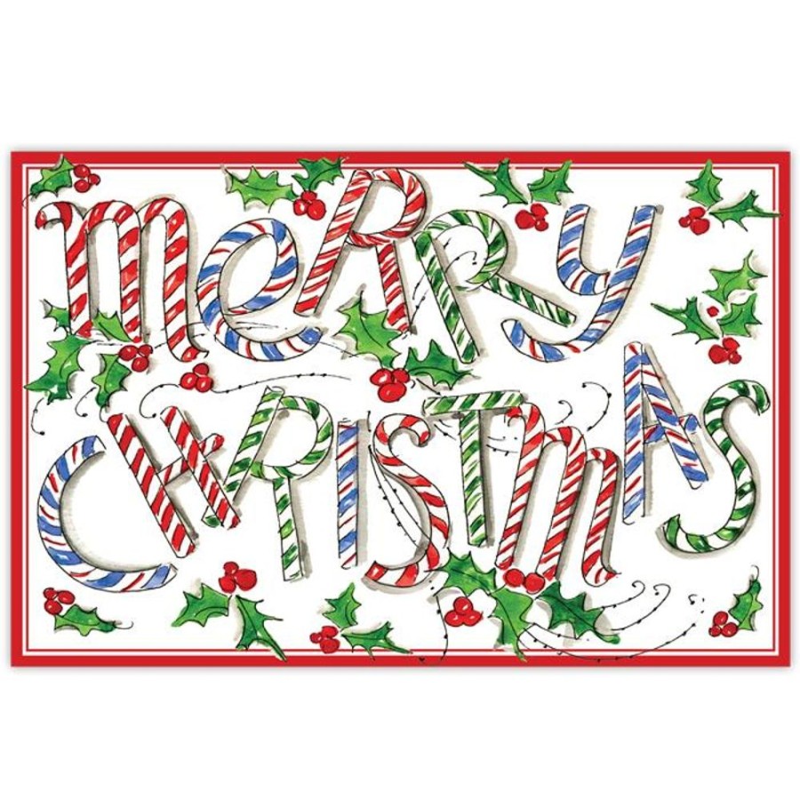 Seasonal Rosanne Beck | Merry Christmas Handpainted Candy Canes Placemat