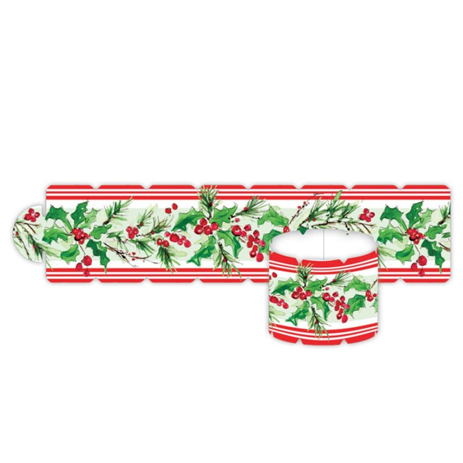 Seasonal Rosanne Beck | Holiday Berries Pattern Stripe Napkin Ring