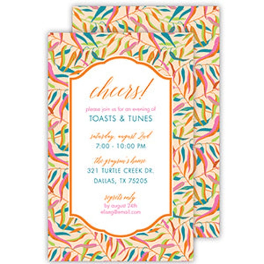 Invitations Rosanne Beck | Adstract Multi Color Leaves Large Flat Invitation