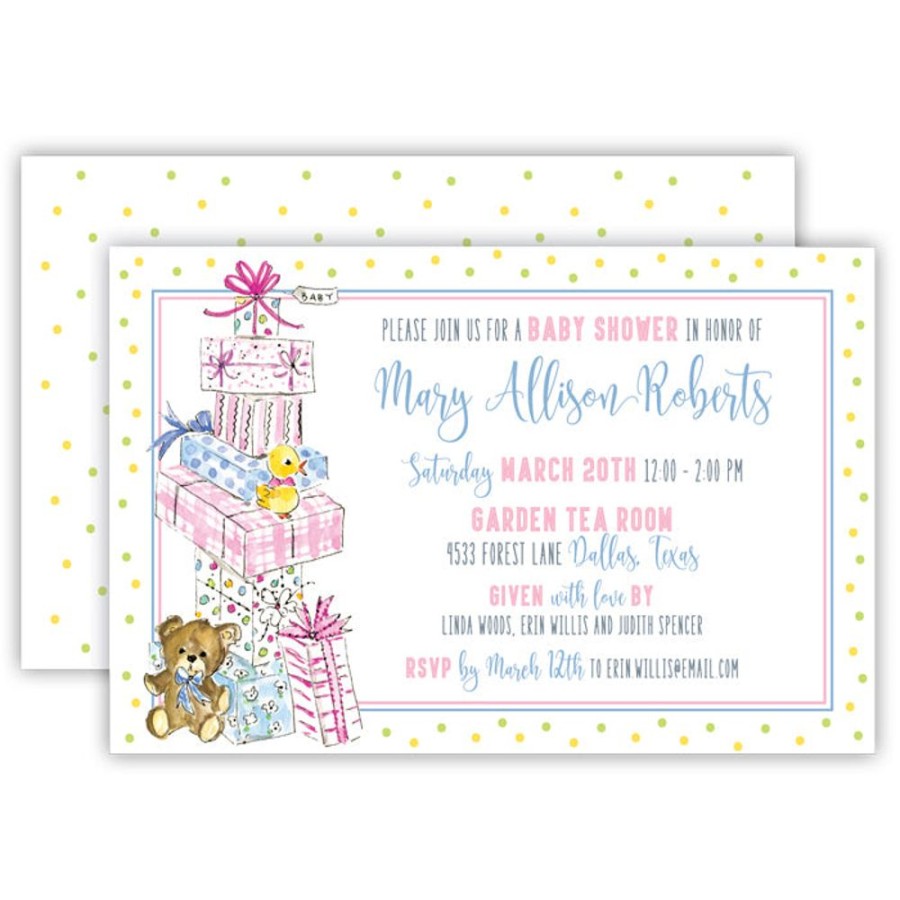 Invitations Rosanne Beck | Stacked Baby Gifts Handpainted Large Flat Invitation