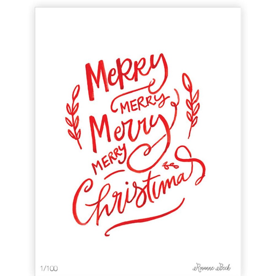 Seasonal Rosanne Beck | Merry Merry Merry Christmas Art Print