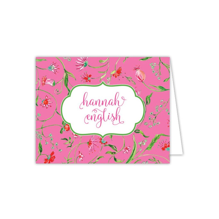 Notes & Pads Rosanne Beck | Floral Print On Pink Folded Note