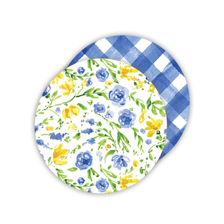 Home & Entertaining Rosanne Beck | Blue Floral - Buffalo Check Paper Coasters