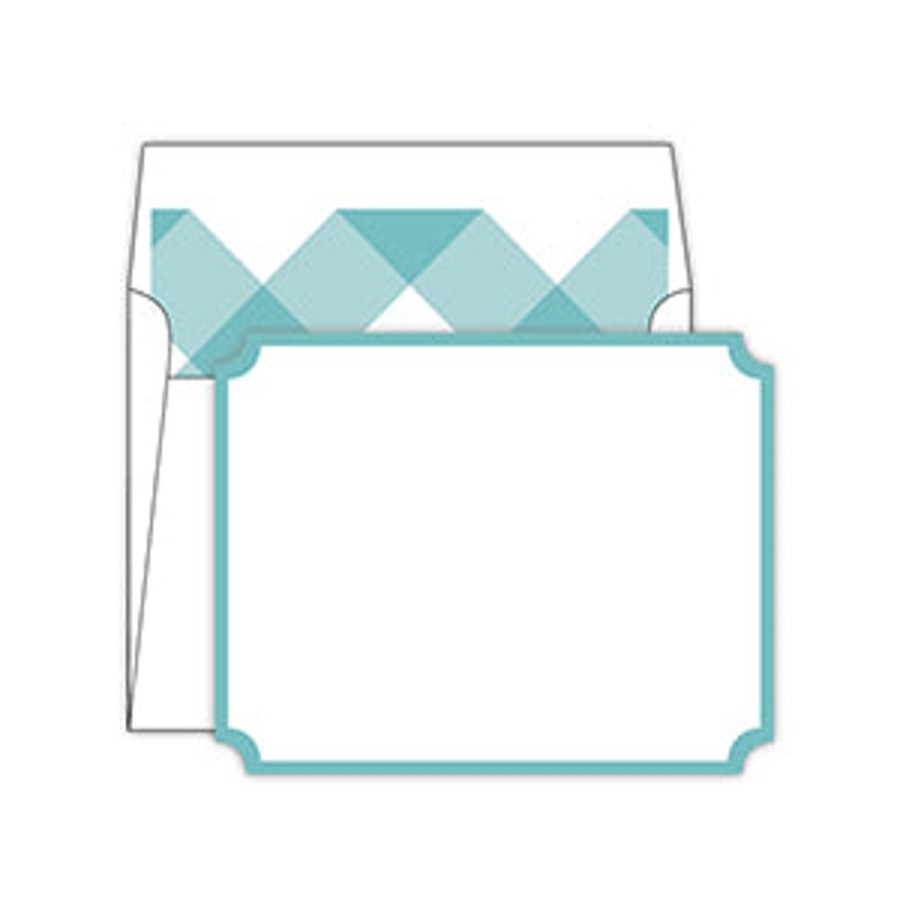 Notes & Pads Rosanne Beck | Teal With Buffalo Check Liner Die-Cut Social Set