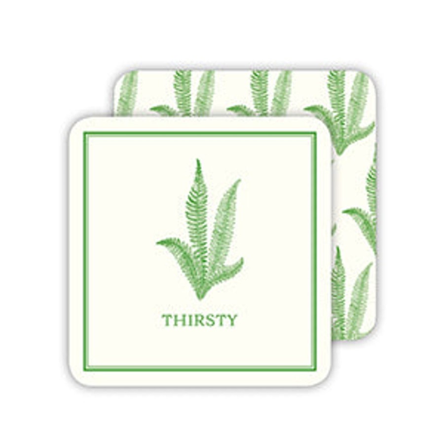 Home & Entertaining Rosanne Beck | Green Fern Thirsty Modern Vintage Paper Coasters