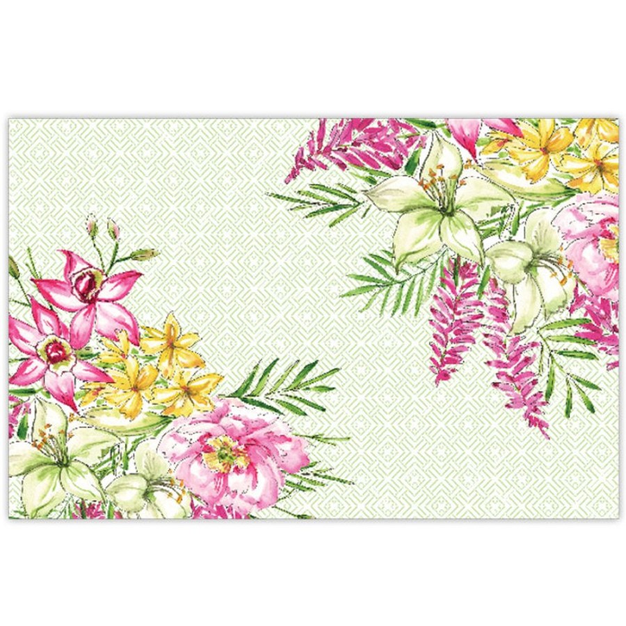 Home & Entertaining Rosanne Beck | Handpainted Lillies And Peonies Placemats