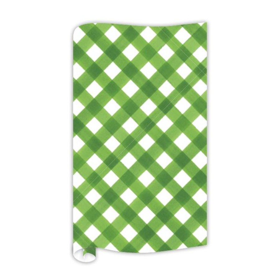 Seasonal Rosanne Beck | Watercolor Buffalo Check Lime Wrapping Paper