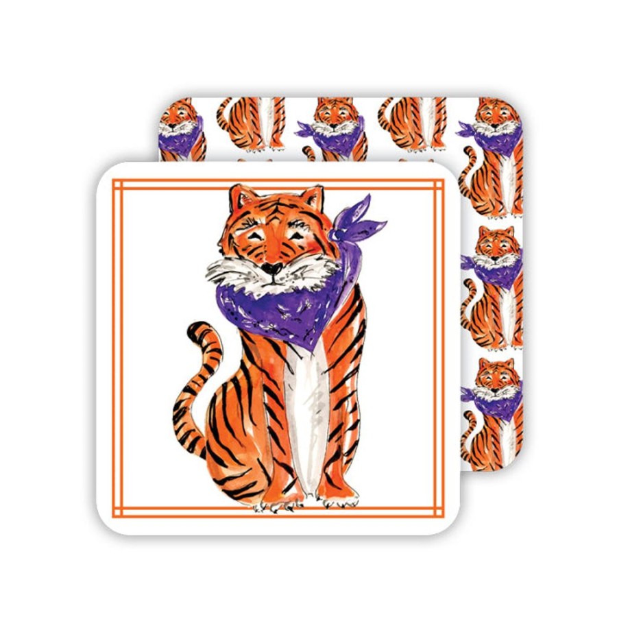 Seasonal Rosanne Beck | Orange & Purple Tiger Paper Coasters