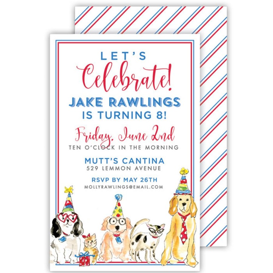 Invitations Rosanne Beck | Happy Birthday Cats And Dogs Large Flat Invitation