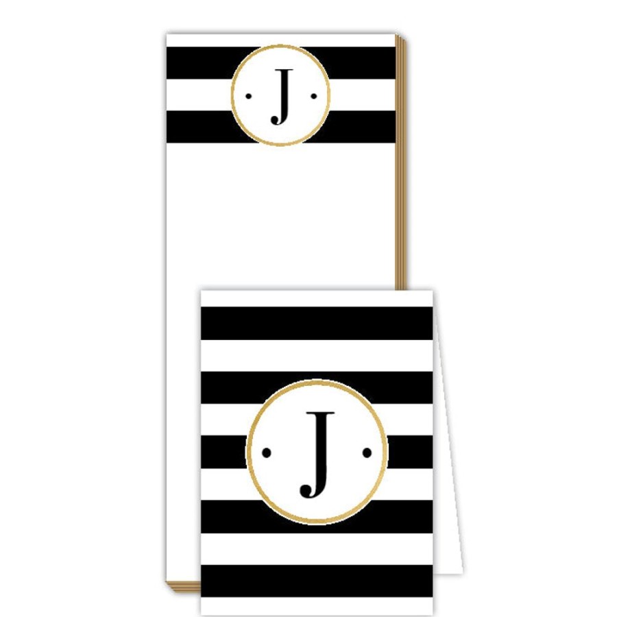 Monograms Rosanne Beck | Black Stripe J Notepad | Noteset