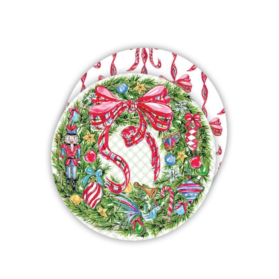 Seasonal Rosanne Beck | Traditional Christmas Toys Wreath Paper Coasters