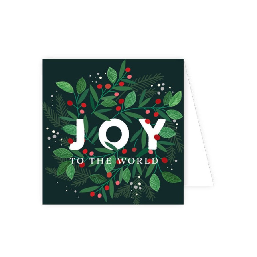 Seasonal Rosanne Beck | Joy To The World Berry Wreath Enclosure Card