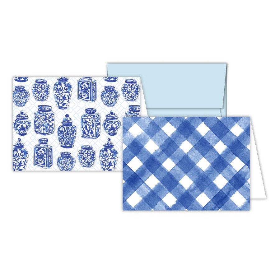 Notes & Pads Rosanne Beck | Blue Urn - Buffalo Check Stationery Notes