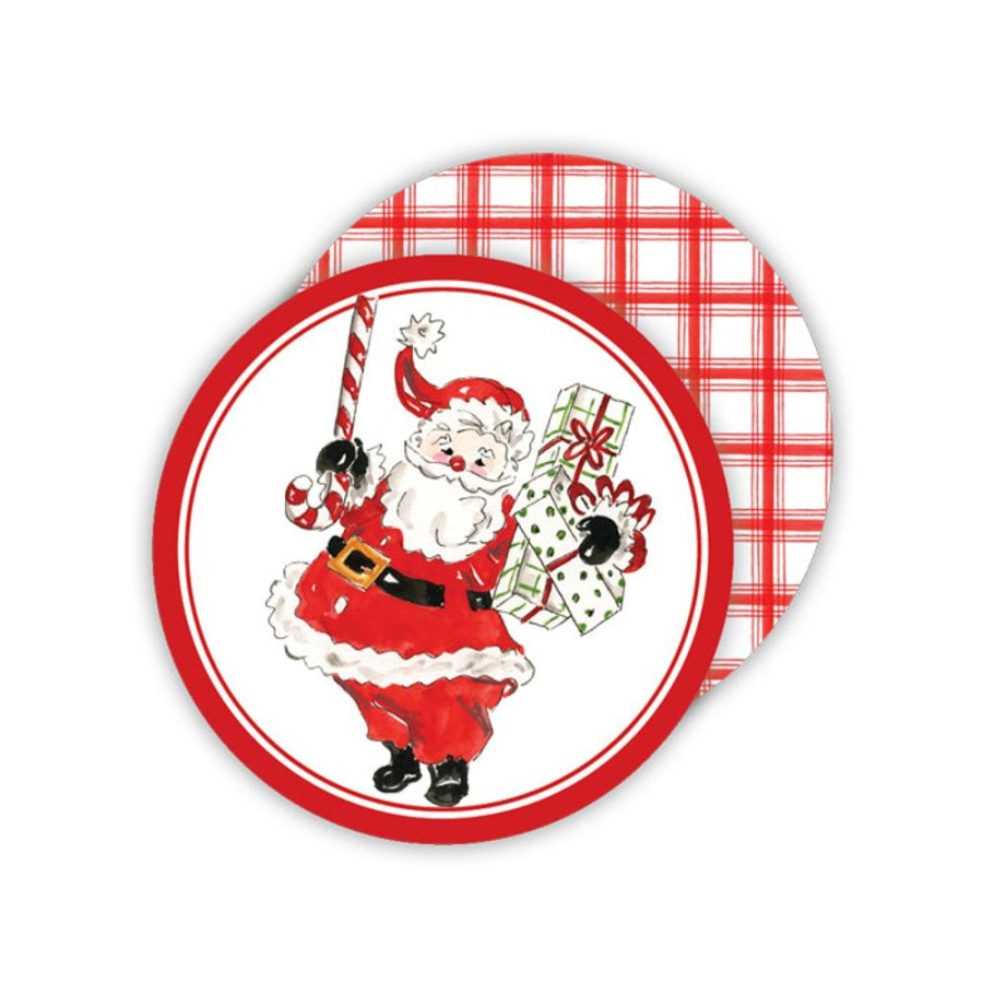 Invitations Rosanne Beck | Handpainted Santa With Gifts Paper Coasters