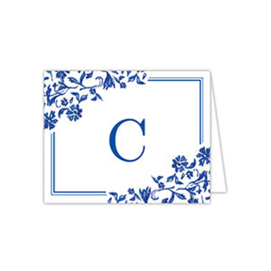 Notes & Pads Rosanne Beck | Blue And White Monogram C Folded Note